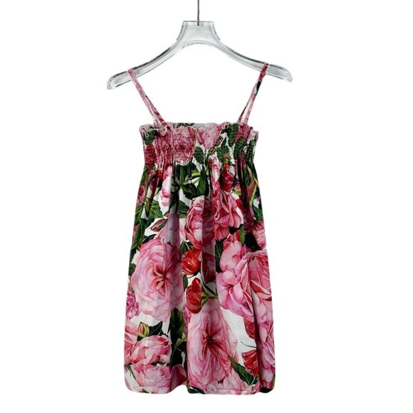 Dolce & Gabbana Pink Rose Print Cotton Slip Dress L - Picture 1 of 6